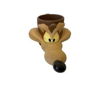 Looney Tunes Wile E Coyote VTG 3D Plastic Vinyl Cup Warner Bros 1992